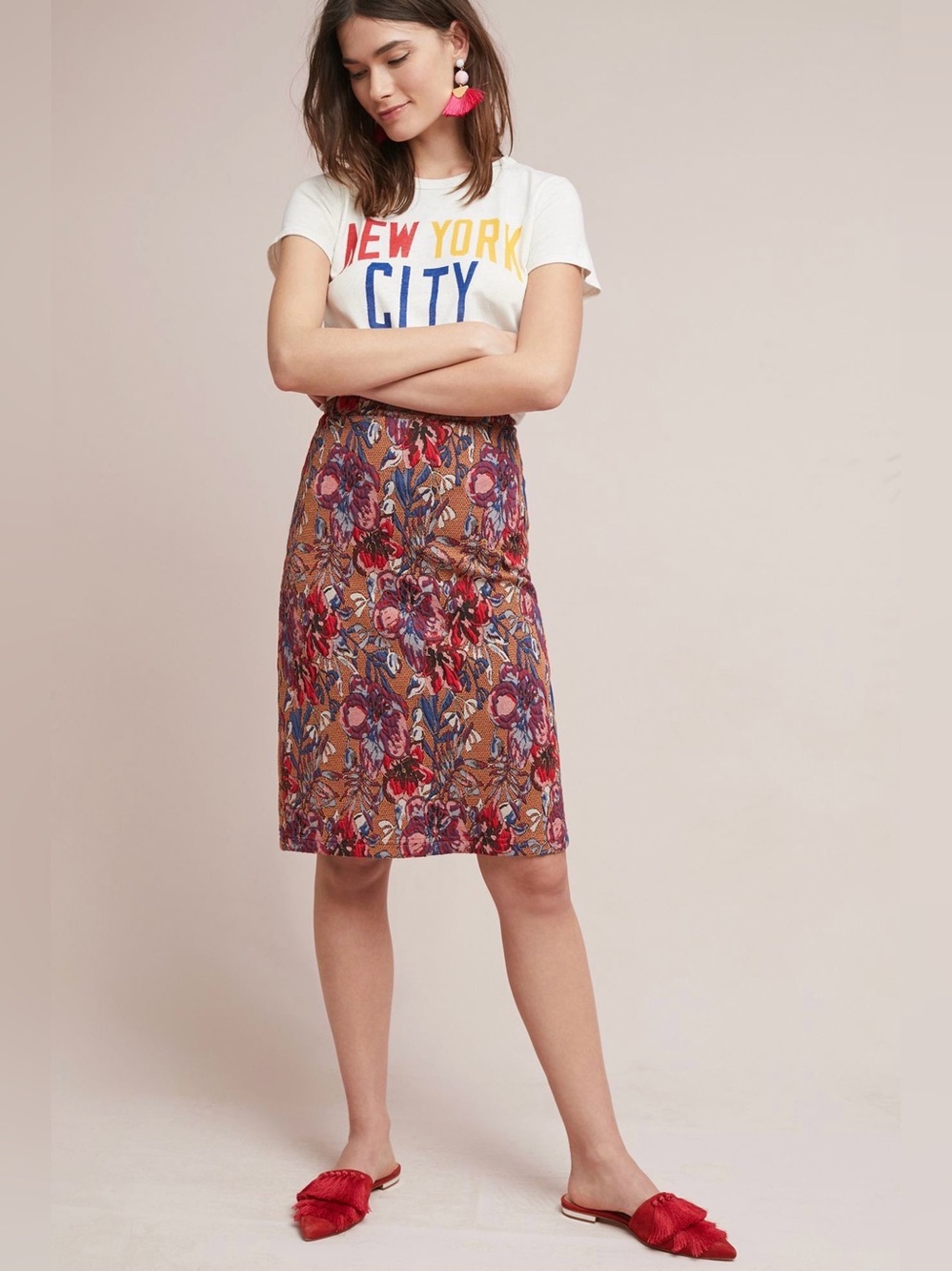 Anthropologie Maeve Golden Bliss Pencil Skirt